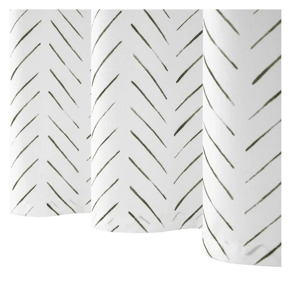jinchan Taupe White Inky Herringbone Chevron Zig Zag Waterproof Shower Curtain 7